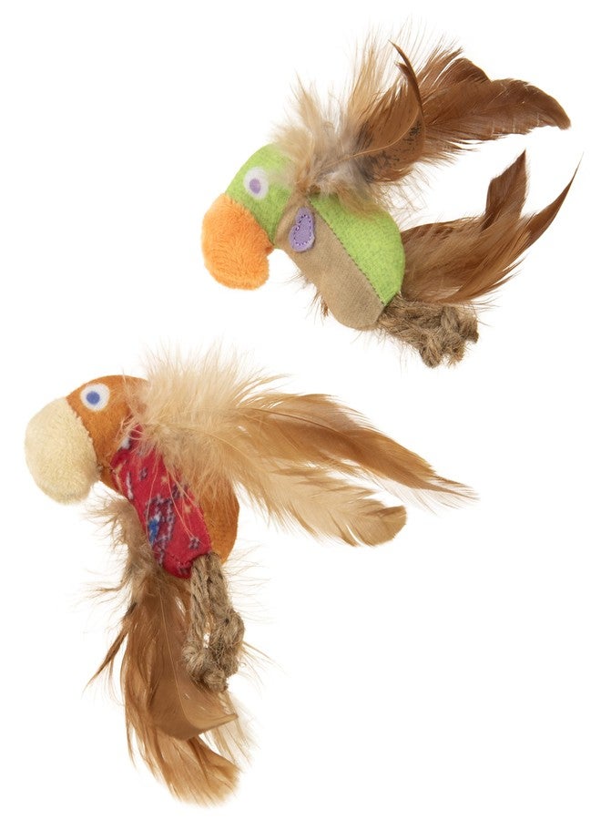 SmartyKat Instincts by SmartyKat 2-Pack HappyNip Love Mates Feather Birds Plush Cat Toys, Contains Catnip & Silvervine - Orange/Green, 2-Pack - Image 4